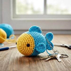 Cute Fish Amigurumi Keychain, Fish Backpack Charm Crochet, Quick Blow Crochet Amigurumi Pattern, Gift Crochet keychain for Crochet Lover PDF