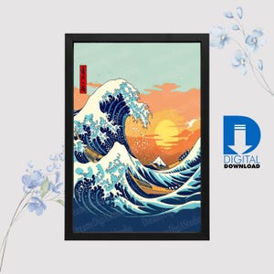 Japanese Wave Art Print | Ukiyo-e Style Ocean Wall Decor | Great Wave Inspired Poster