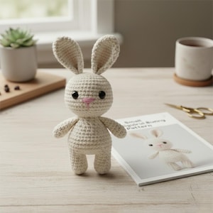 Plush Crochet Bunny Overall, 8 inches Bunny Crochet Toy Pattern for Beginners, Nursery Crochet Stuffed Bunny/Rabbit Toy PDF