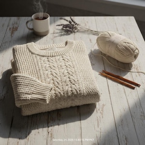 Chunky Cable Knit Sweater Crochet Pattern | Oversized Pullover (PDF Download)