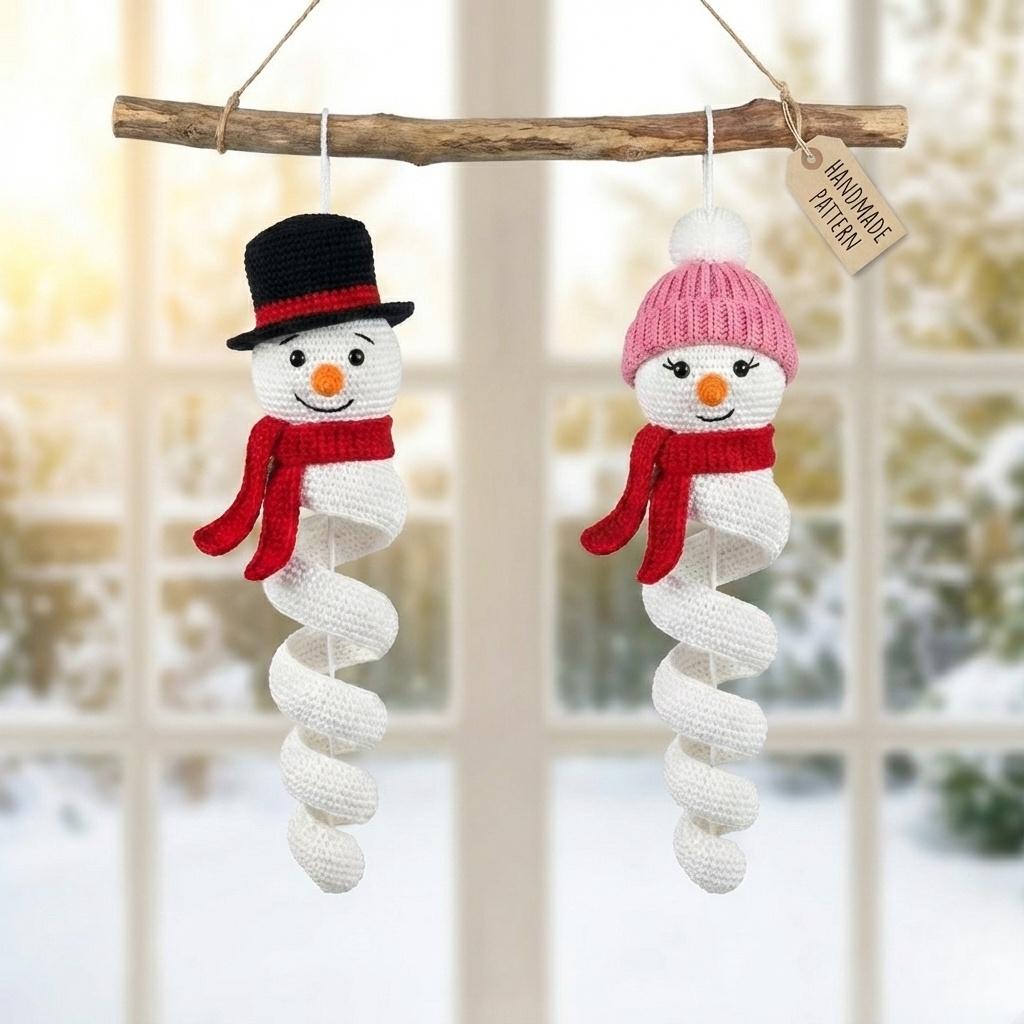 Snowman and Snowwoman Winter Spinner