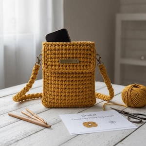 Crochet Crossbody Phone Bag Pattern | Mustard Sling (Digital PDF)
