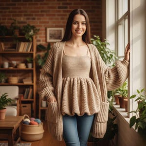 Handmade Crochet Cardigan and Top Pattern, 2 in 1 Cozy Cardigan Crochet Pattern, Modern Women's Crochet Sweater Pattern, Easy Pattern PDF
