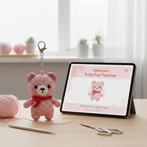 Crochet Teddy Bear Keychain Pattern | Amigurumi Mini Bear (Digital Download)