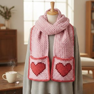 Herz Tasche Schal Muster gehäkelt | DIY Valentinstag Geschenk (PDF-Muster)
