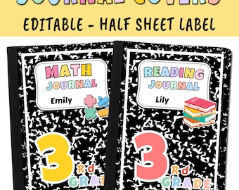 Editable Half Sheet Subject Covers – Pastel Composition Notebook Labels for Journals, Folders, Binders | Classroom & Homeschool Organization