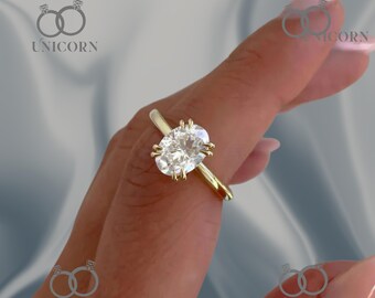 2.0ct Oval Lab Diamond Engagement Ring IGI Certified-Hidden Halo Solitaire Ring-Moissanite CZ Option-lab grown diamond ring-18k Gold Ring