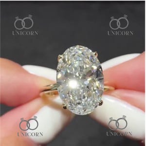 5 Carat Oval Lab Grown Diamond Engagement Ring-Hidden Halo Oval Solitaire Ring-5CT Oval Moissanite or Lab Diamond Ring – E VS1 IGI Certified