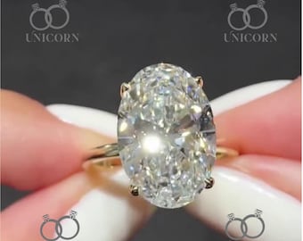 5 Carat Oval Lab Grown Diamond Engagement Ring-Hidden Halo Oval Solitaire Ring-5CT Oval Moissanite or Lab Diamond Ring – E VS1 IGI Certified