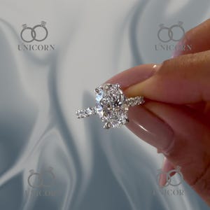 Anillo de compromiso con diamante de laboratorio ovalado, solitario de 5,10 cts con opción de pavé de moissanita/CZ/IGI, anillo de bodas de plata y oro para mujer, regalo de oro para ella.