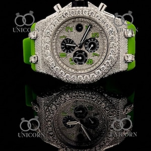 Automatic Roman Numeral Iced Moissanite Watch VVS Diamond Luxury Bussdown Wristwatch Stainless Steel Rubber Strap Skeleton Style Mens