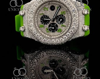 Automatik römische Ziffer Iced Moissanite Uhr VVS Diamant Luxus Bussdown Armbanduhr Edelstahl Kautschukband Skeleton Style Herren