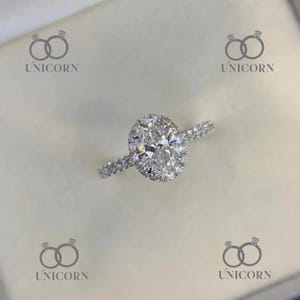 2.5 TCW Oval Cut Moissanite Engagement Ring-14K Gold Halo Bridal Wedding Diamond Ring-Classic Anniversary or Promise Ring for Women-Rings