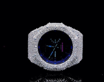 Reverse Set Custom G-Shock Lünette - 925 Silber mit VVS Moissanite Stones Diamond Tester zertifiziert