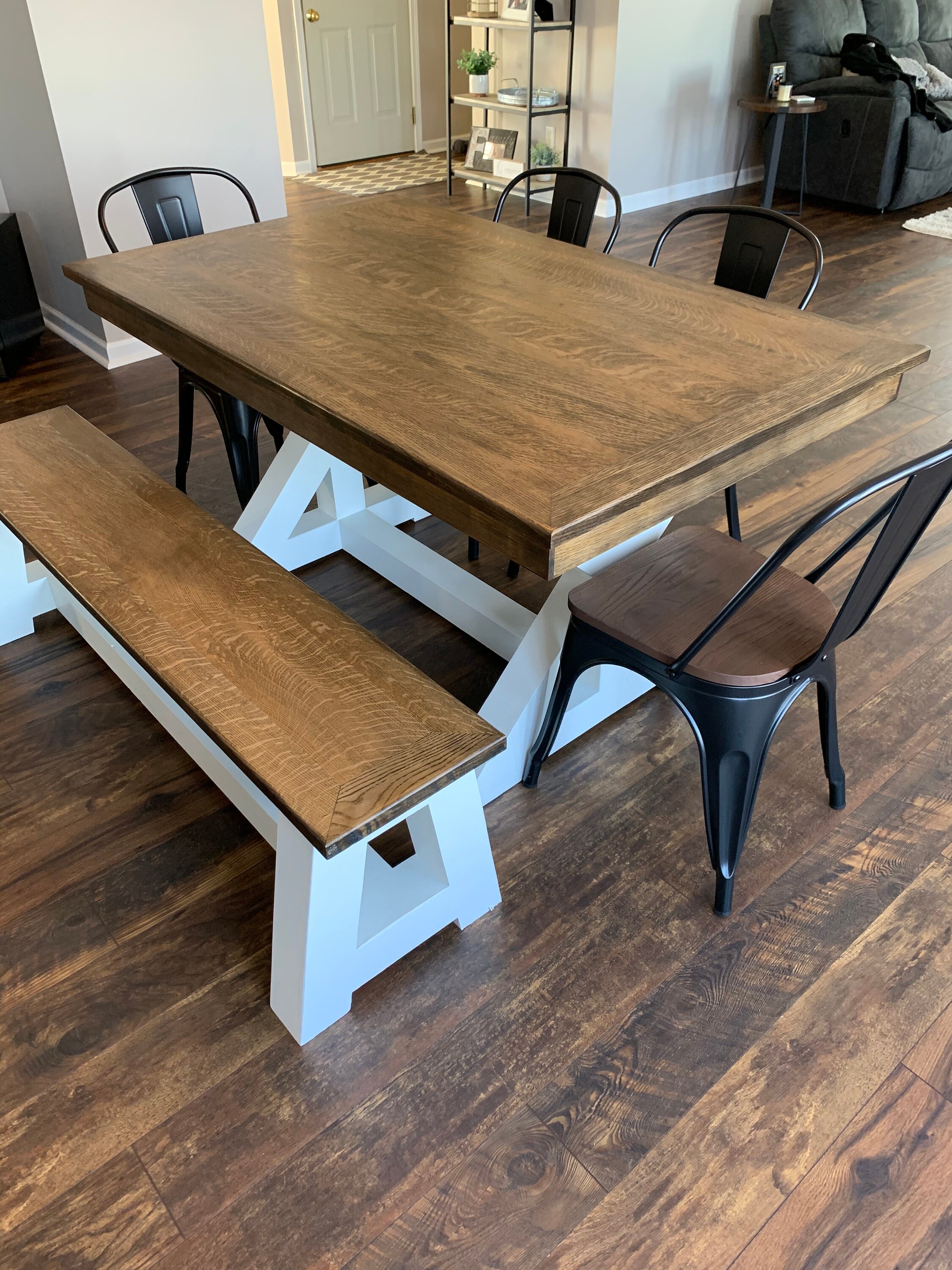 Farm Style Kitchen Table With Bench (white Oak) Etsy