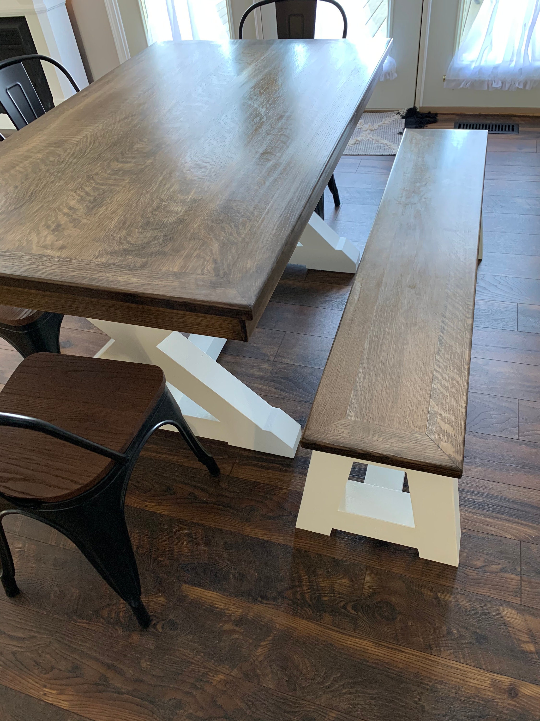 Farm Style Kitchen Table With Bench (white Oak) - Etsy