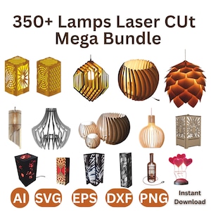 Laser Cut Lamp Files Bundle: 2D 3D Lighting Designs (Digital Download)