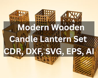 Wooden Candle Lantern Set Laser Cut | Cdr Dxf Svg Eps Ai