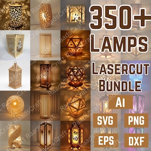 Laser Cut Lamp Files Bundle: 2D 3D Lighting Designs Digital Download