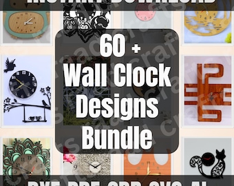 60+ Laser Cut Wall Clock SVG Bundle, Glowforge Files, DXF PNG Digital Download