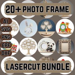 Laser Cut Wood Photo Frame Bundle: 3D Picture Display