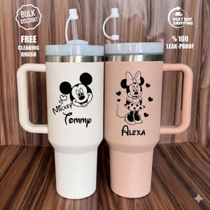 Personalized Disney Mickey Minnie Tumbler 40oz, Cute Gift for Adult & Kids Disney Lovers, Custom Family Vacation Aniversary Christmas Gift