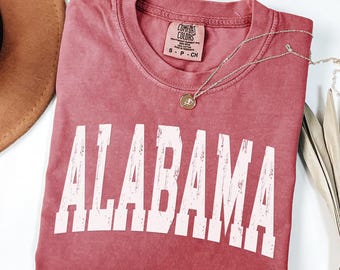 Comfort Colors Alabama Distressed T-Shirt: Vintage State Pride