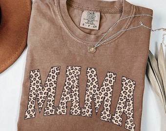Leopard Mama Shirt: Retro Comfort Colors Mom T-Shirt