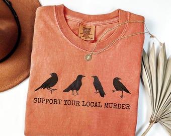 Vintage Raven Shirt, Support Local Murder, Dark Academia Tee