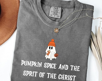 Christian Halloween Ghost T-Shirt, Pumpkin Spice Coffee, Fall Jesus Shirt