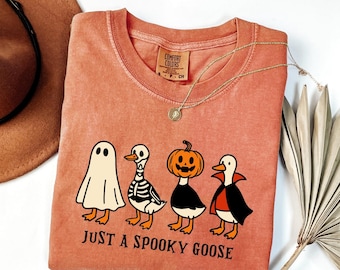 Spooky Goose Halloween Comfort Colors Shirt: Funny Costume Tee