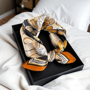 Luxury 100% Silk Square Scarf: Elegant Neck Scarf, Hair Bandana