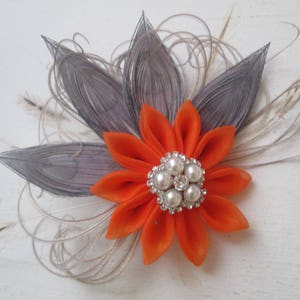 Rosewater Pink-Rustic Bridal Hair Clip with Birdcage Veil Pink /& Gray Silver Peacock Bridal Hair Flower Blush Pink Wedding Fascinator Clip