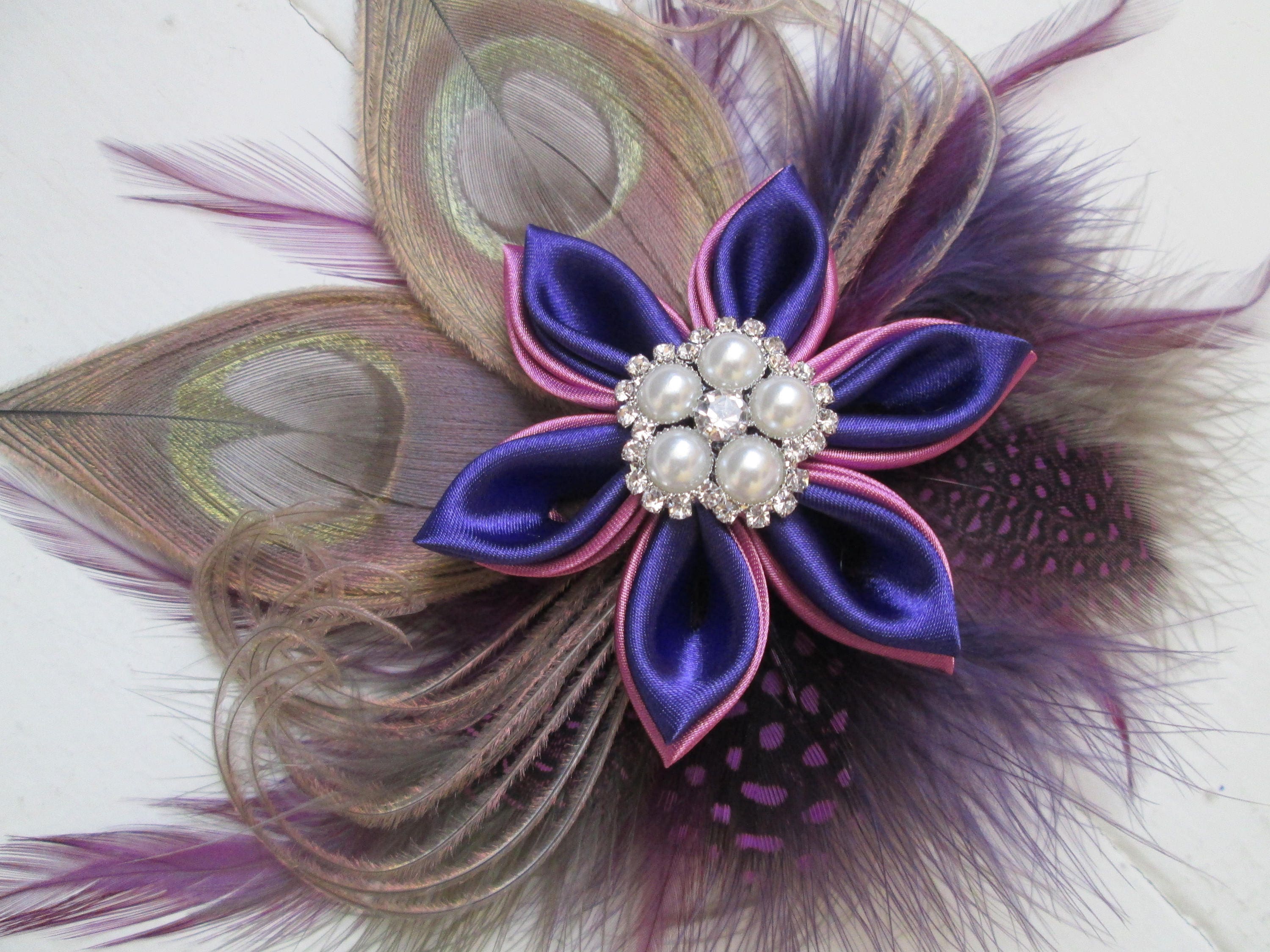 Purple & Orchid Wedding Peacock Fascinator Silver Peacock - Etsy