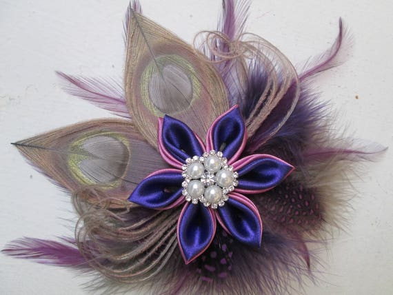 Purple & Orchid Wedding Peacock Fascinator Silver Peacock | Etsy