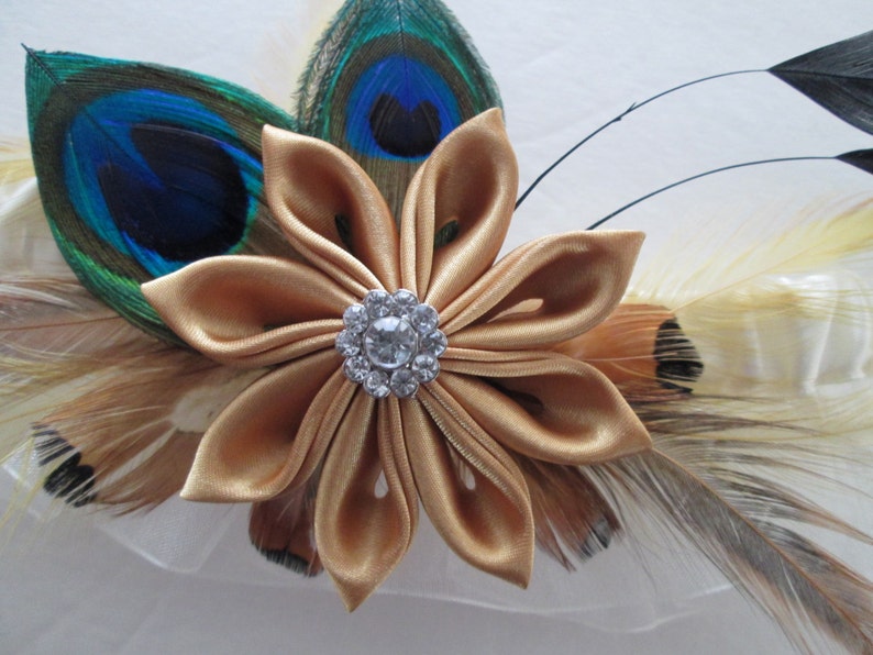 Gold Kanzashi Gold Wedding Garter Set Country- Rustic Bride Peacock Garter Rustic Garter Set Burlap /& Lace Bridal Garter