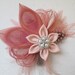 Blush Coral Bridal Fascinator, Peacock Feather Hair Clip, Rose Gold Wedding Head Piece, Rose Quartz Pink Bride, Birdcage Veil