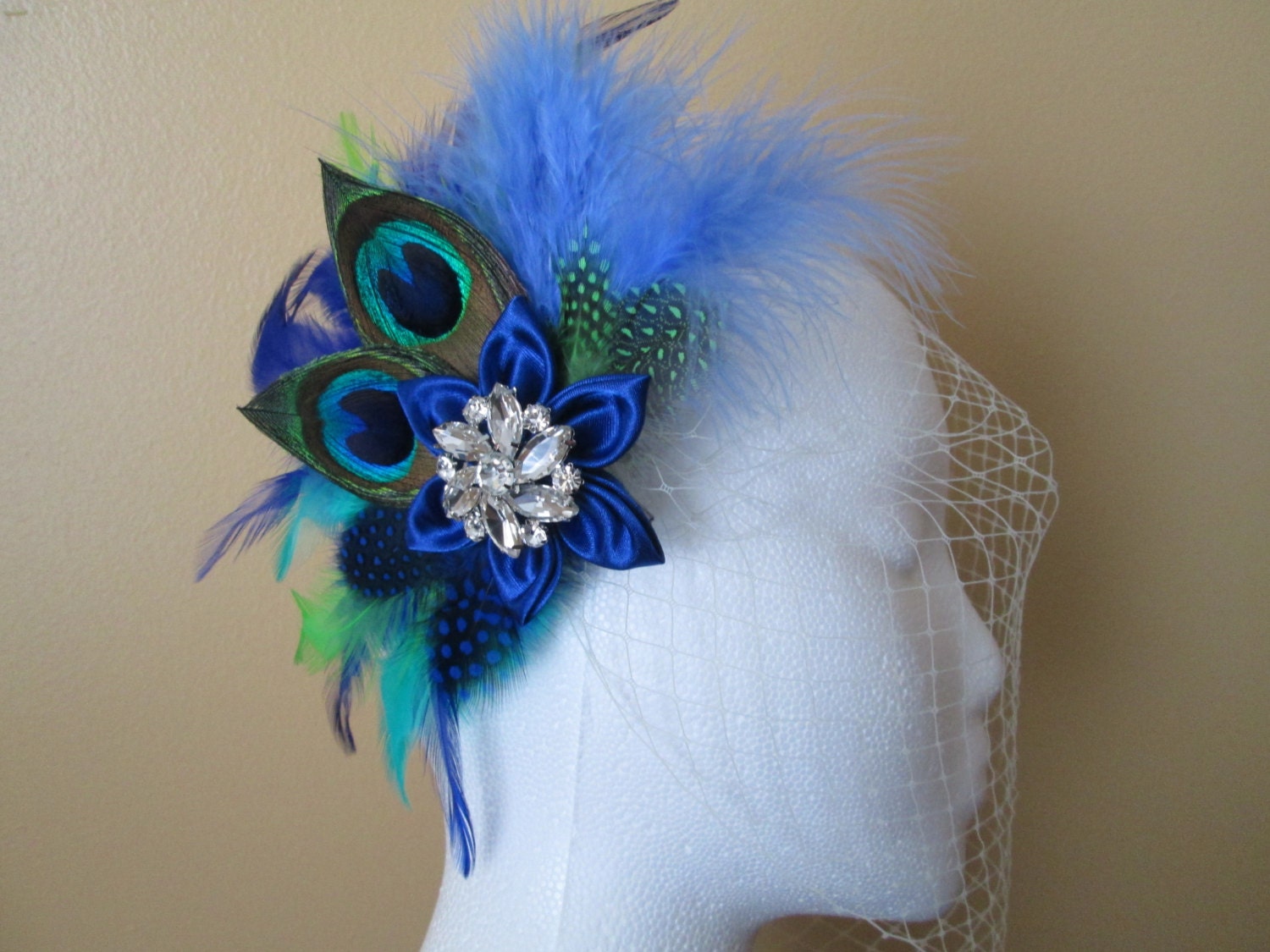 PEACOCK Wedding Fascinator Royal Blue Head Piece Bridal Hair Etsy Canada