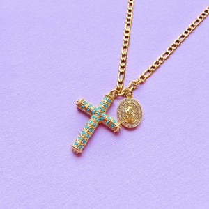 Dainty Gold Cross Necklace: Stainless Steel Chain, Christian Jewelry
