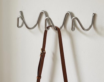 Silver Wave Wall Hook Rack | Minimalist Metal Coat Hanger | Modern Entryway Organizer | Wall Mounted Hooks for Bags & Clothes