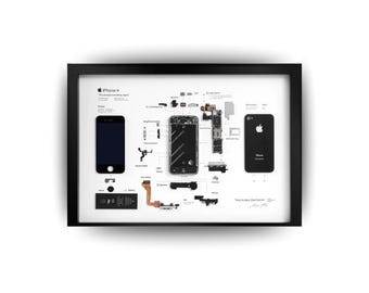 iPhone 4 Teardown Art: Tech Lover-poster (digitale download)
