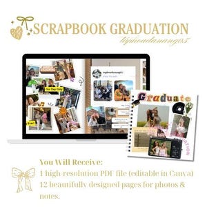 Álbum de recortes de graduación editable: Plantilla de Canva (descarga digital)