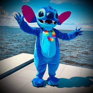 Blue Alien Mascot Costume: Plush Full Suit for Kids Parties