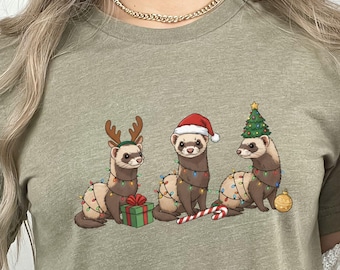 Christmas Ferret Shirt - Ferret Lover Sweatshirt - Endangered Animal Sweatshirt - Funny Christmas Animal T-Shirt - Funny Xmas Sweatshirt