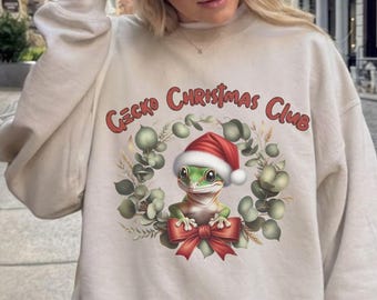 Gecko Christmas Sweatshirt Reptile Lover Hoodie Lizard Holiday T Shirt Cute Santa Gecko Pullover Funny Animal Xmas Outfit Winter Top