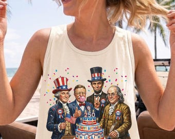 Funny Founding Fathers Birthday Party Tank Top, Comfort Colors America 250th Anniversary Tee,4th of July Gift for Her, Patriotic Gift Friend