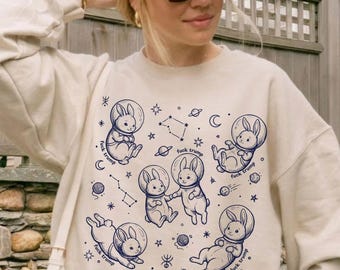 Subtle FDT Space Bunnies Astronaut Sweatshirt,Funny Astronaut Rabbit Sweater,Celestial Easter Bunny,Anti Trump Political Gift,Ice Out