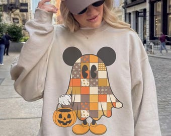 Retro Disney Halloween Sweatshirt, Mickey Halloween Shirt, Retro Mickey Ghost Shirt,Mickey Fall Pumpkin Gift Tee, Disney Halloween Hoodie