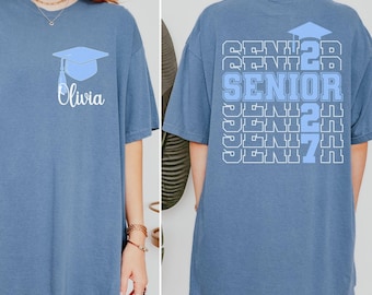 Comfort Colors Custom Senior 2027 Shirt, Personalized Class Of 2027 Tee, Graduation T-Shirt