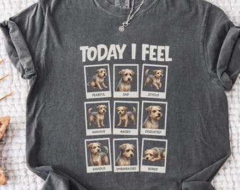 Funny Dog Shirt, Comfort Colors Today I Feel Emotion Chart Tee, Mental Health Shirt Comfort Colors Dog Lover Gift, Therapist Shirt